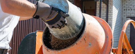 Using a concrete mixer