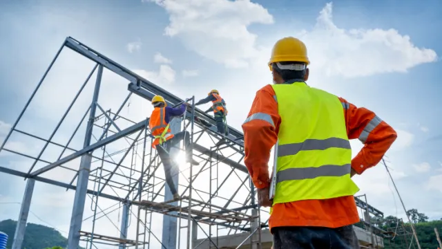 professionals at work on construction site