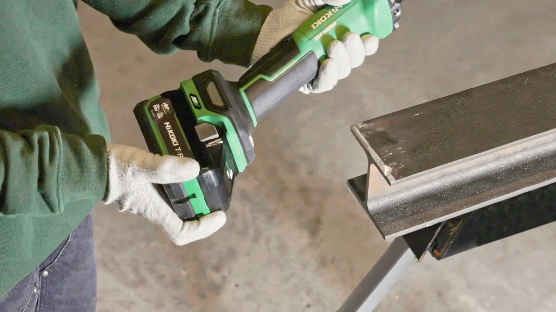 man working with HiKOKI cordless tool
