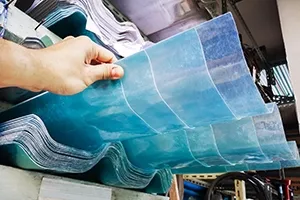 hand holds pvc corrugated sheet material