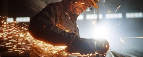 Working with an angle grinder