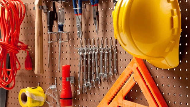 tools on pegboard