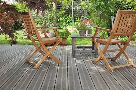 platform with chairs in garden