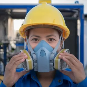 woman with half mask